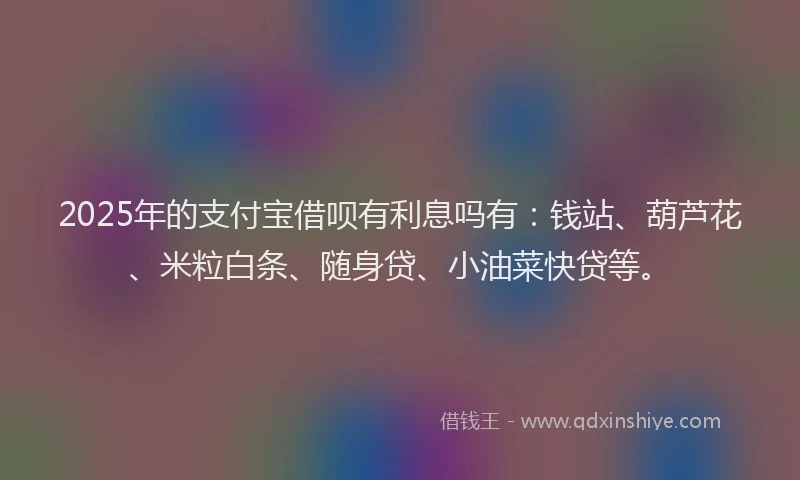 2025年的支付宝借呗有利息吗有：钱站、葫芦花、米粒白条、随身贷、小油菜快贷等。