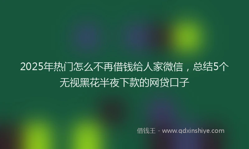 2025年热门怎么不再借钱给人家微信，总结5个无视黑花半夜下款的网贷口子
