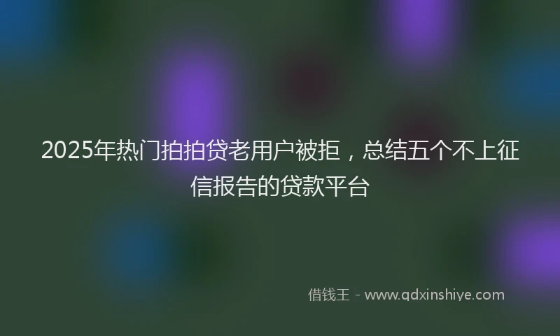 2025年热门拍拍贷老用户被拒，总结五个不上征信报告的贷款平台