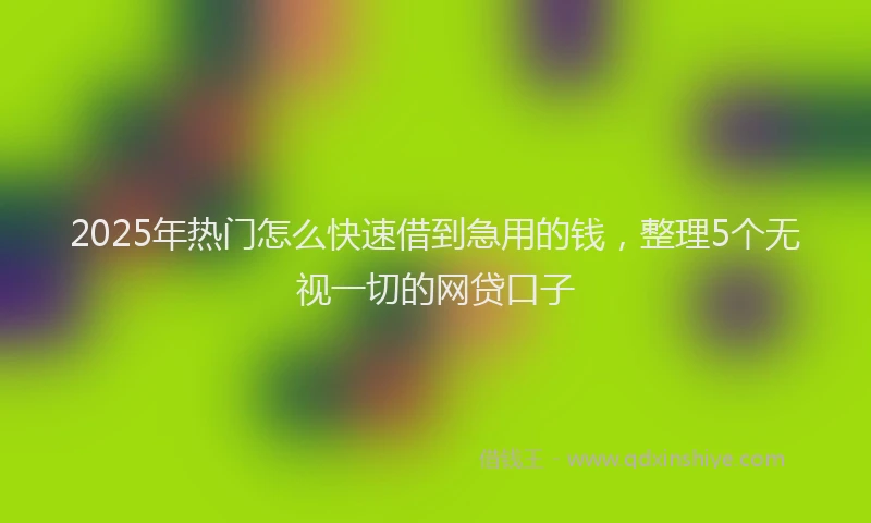 2025年热门怎么快速借到急用的钱，整理5个无视一切的网贷口子