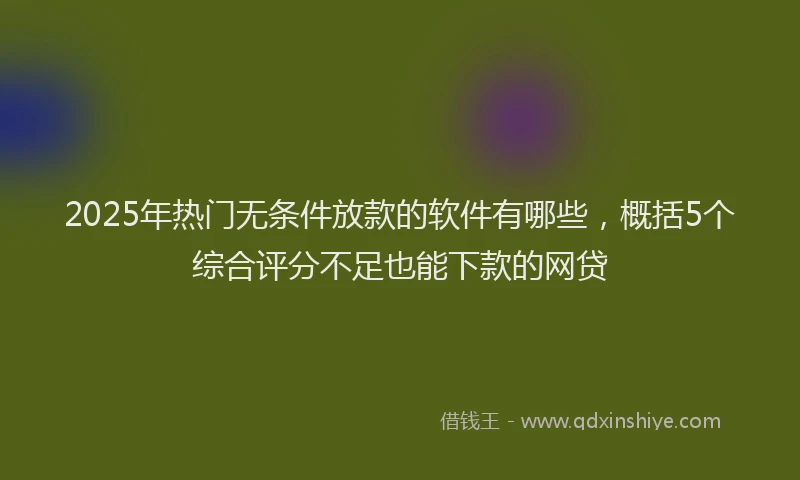 2025年热门无条件放款的软件有哪些，概括5个综合评分不足也能下款的网贷