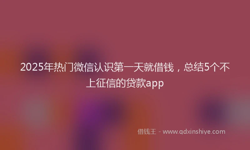 2025年热门微信认识第一天就借钱，总结5个不上征信的贷款app