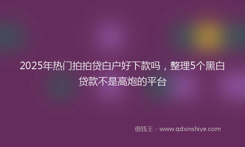 2025年热门拍拍贷白户好下款吗，整理5个黑白贷款不是高炮的平台