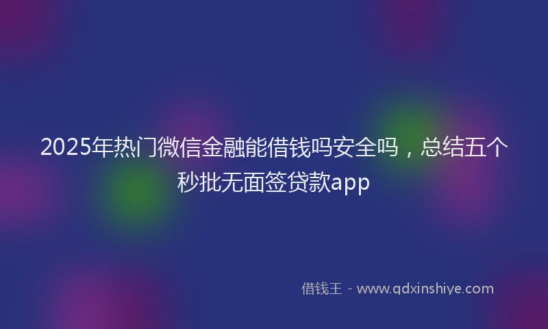 2025年热门微信金融能借钱吗安全吗，总结五个秒批无面签贷款app