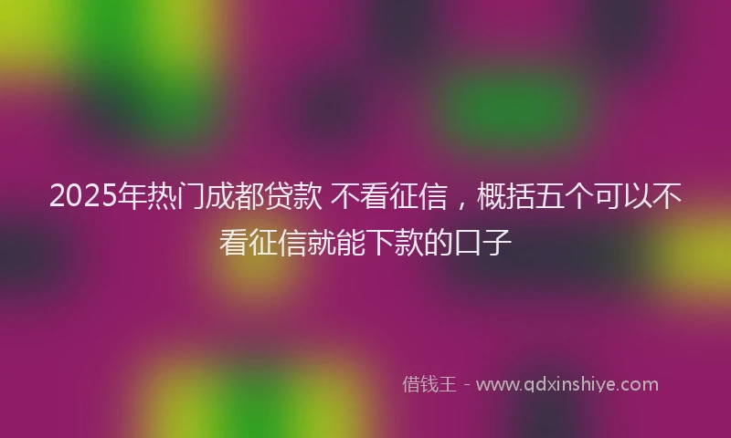 2025年热门成都贷款 不看征信，概括五个可以不看征信就能下款的口子