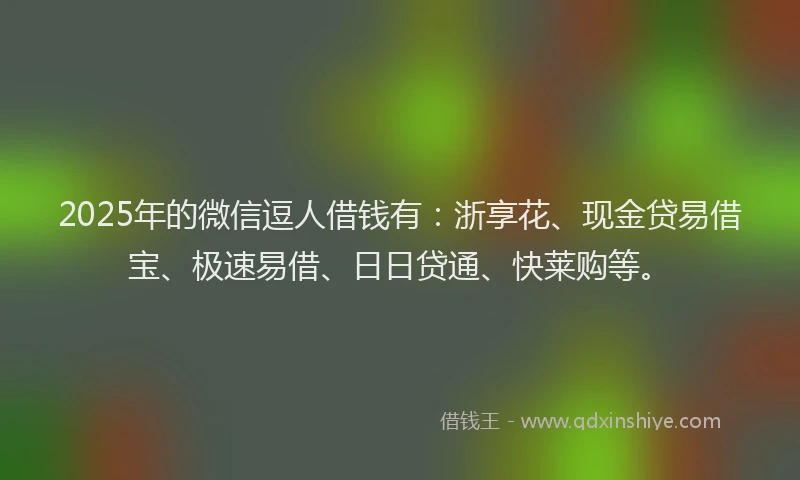 2025年的微信逗人借钱有：浙享花、现金贷易借宝、极速易借、日日贷通、快莱购等。