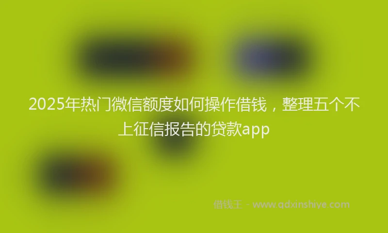 2025年热门微信额度如何操作借钱，整理五个不上征信报告的贷款app