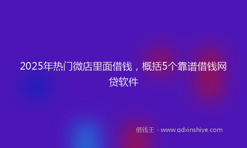 2025年热门微店里面借钱，概括5个靠谱借钱网贷软件
