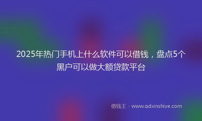 2025年热门手机上什么软件可以借钱，盘点5个黑户可以做大额贷款平台