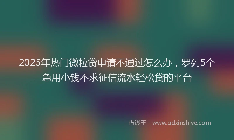 2025年热门微粒贷申请不通过怎么办，罗列5个急用小钱不求征信流水轻松贷的平台