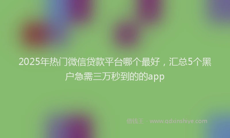 2025年热门微信贷款平台哪个最好，汇总5个黑户急需三万秒到的的app