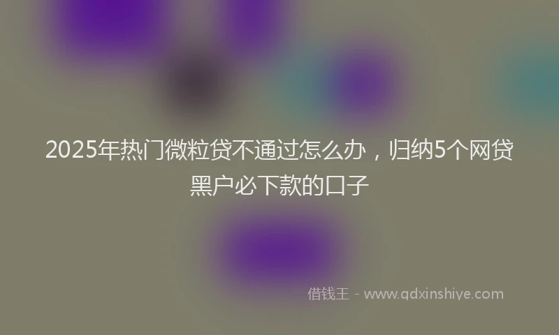 2025年热门微粒贷不通过怎么办，归纳5个网贷黑户必下款的口子