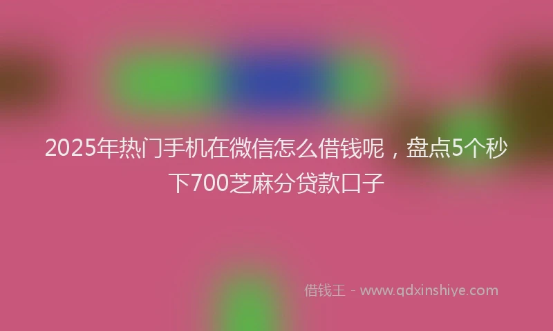 2025年热门手机在微信怎么借钱呢，盘点5个秒下700芝麻分贷款口子