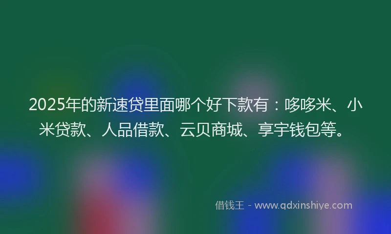 2025年的新速贷里面哪个好下款有：哆哆米、小米贷款、人品借款、云贝商城、享宇钱包等。