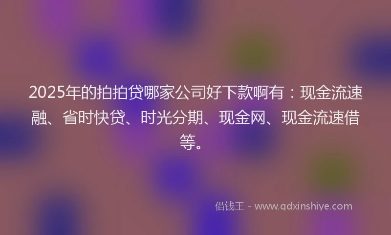 2025年的拍拍贷哪家公司好下款啊有：现金流速融、省时快贷、时光分期、现金网、现金流速借等。