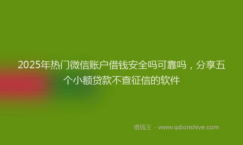 2025年热门微信账户借钱安全吗可靠吗，分享五个小额贷款不查征信的软件