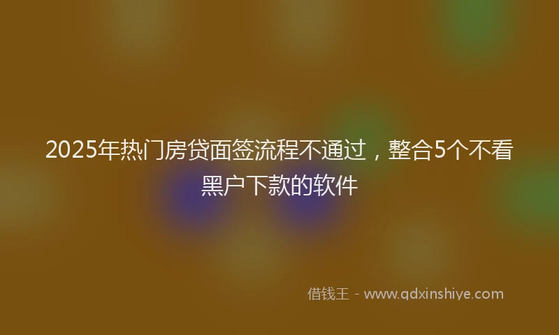2025年热门房贷面签流程不通过，整合5个不看黑户下款的软件