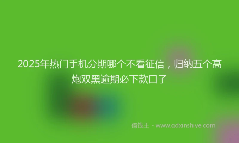2025年热门手机分期哪个不看征信，归纳五个高炮双黑逾期必下款口子