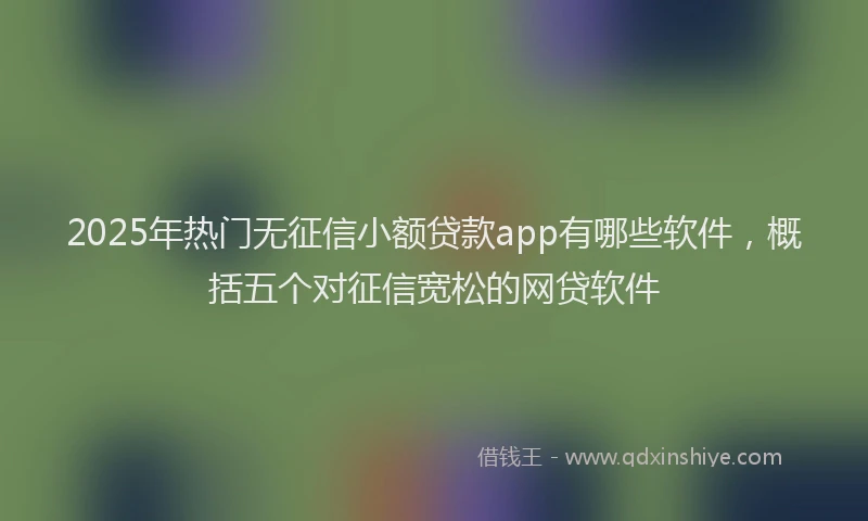 2025年热门无征信小额贷款app有哪些软件，概括五个对征信宽松的网贷软件