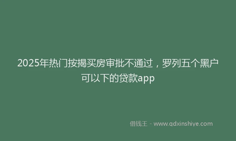 2025年热门按揭买房审批不通过，罗列五个黑户可以下的贷款app