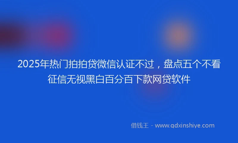 2025年热门拍拍贷微信认证不过，盘点五个不看征信无视黑白百分百下款网贷软件
