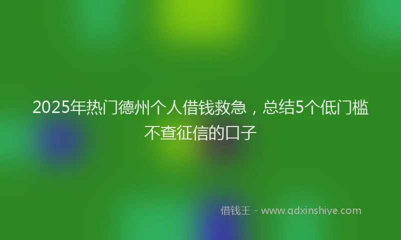 2025年热门德州个人借钱救急，总结5个低门槛不查征信的口子