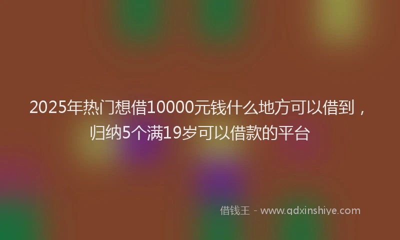 2025年热门想借10000元钱什么地方可以借到，归纳5个满19岁可以借款的平台