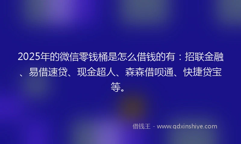 2025年的微信零钱桶是怎么借钱的有：招联金融、易借速贷、现金超人、森森借呗通、快捷贷宝等。