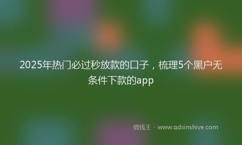 2025年热门必过秒放款的口子，梳理5个黑户无条件下款的app