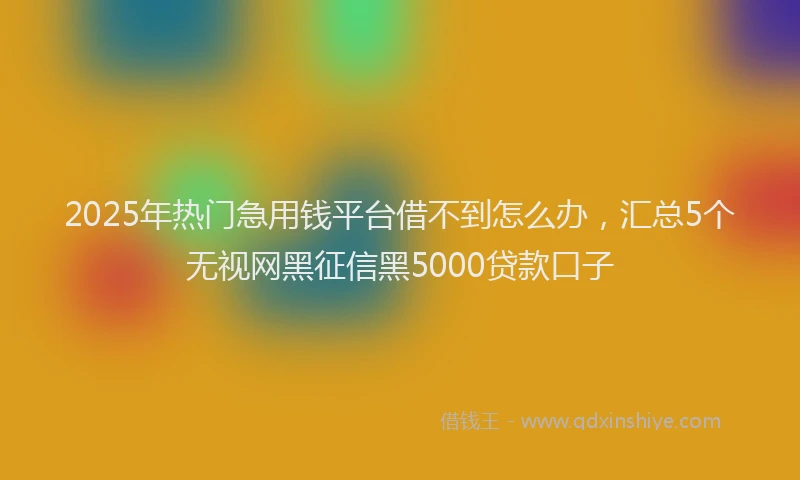 2025年热门急用钱平台借不到怎么办，汇总5个无视网黑征信黑5000贷款口子