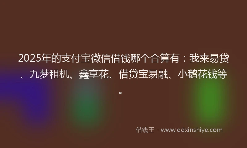2025年的支付宝微信借钱哪个合算有：我来易贷、九梦租机、鑫享花、借贷宝易融、小鹅花钱等。
