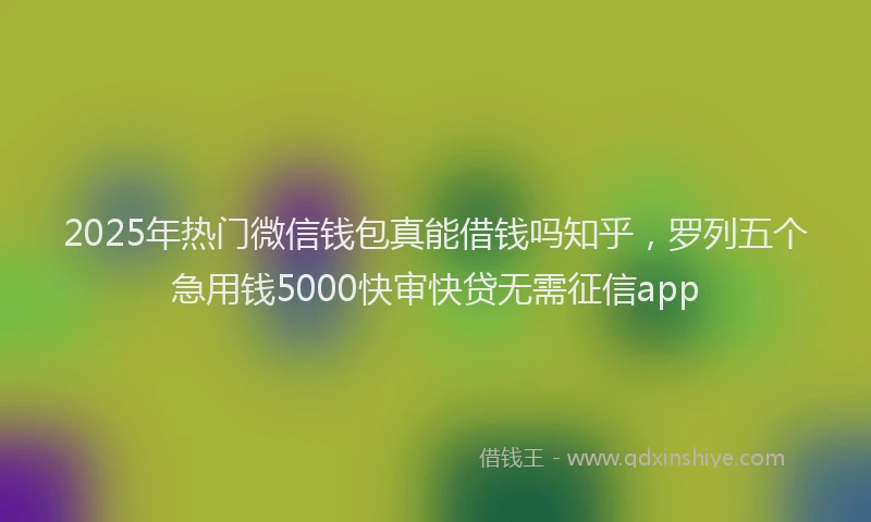 2025年热门微信钱包真能借钱吗知乎，罗列五个急用钱5000快审快贷无需征信app