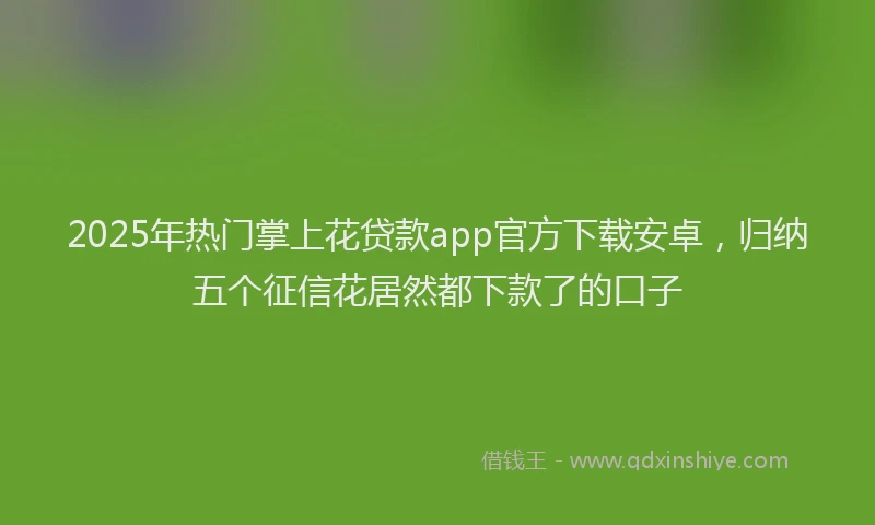 2025年热门掌上花贷款app官方下载安卓，归纳五个征信花居然都下款了的口子