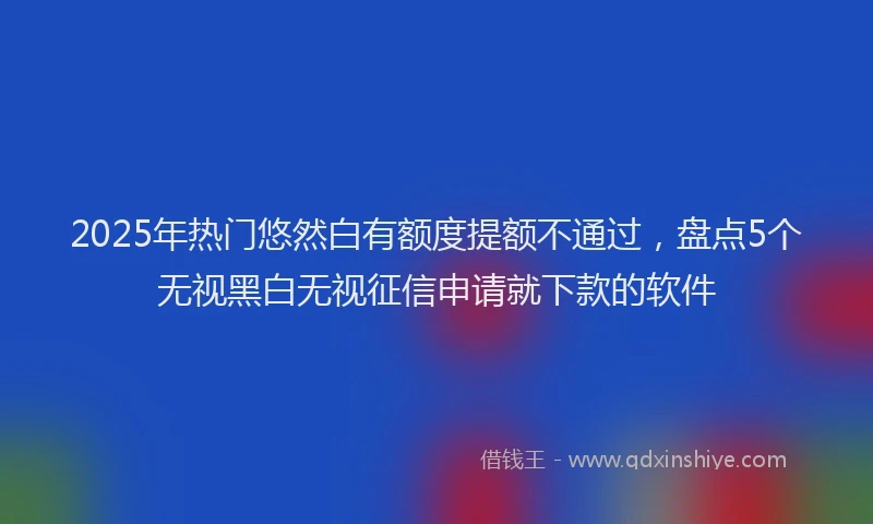 2025年热门悠然白有额度提额不通过，盘点5个无视黑白无视征信申请就下款的软件