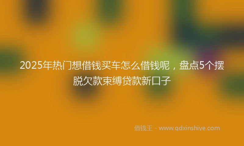 2025年热门想借钱买车怎么借钱呢，盘点5个摆脱欠款束缚贷款新口子
