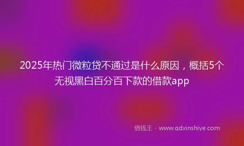 2025年热门微粒贷不通过是什么原因，概括5个无视黑白百分百下款的借款app
