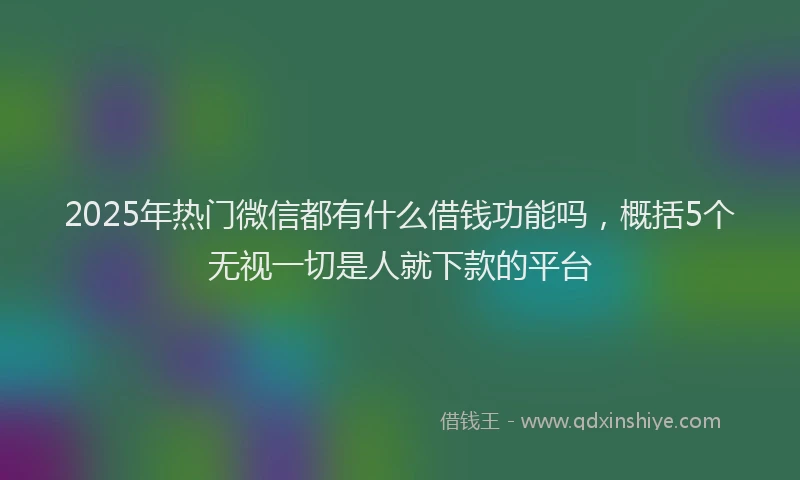 2025年热门微信都有什么借钱功能吗，概括5个无视一切是人就下款的平台