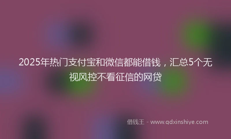 2025年热门支付宝和微信都能借钱，汇总5个无视风控不看征信的网贷