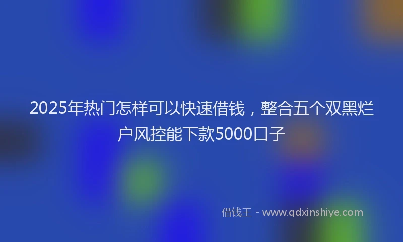 2025年热门怎样可以快速借钱，整合五个双黑烂户风控能下款5000口子