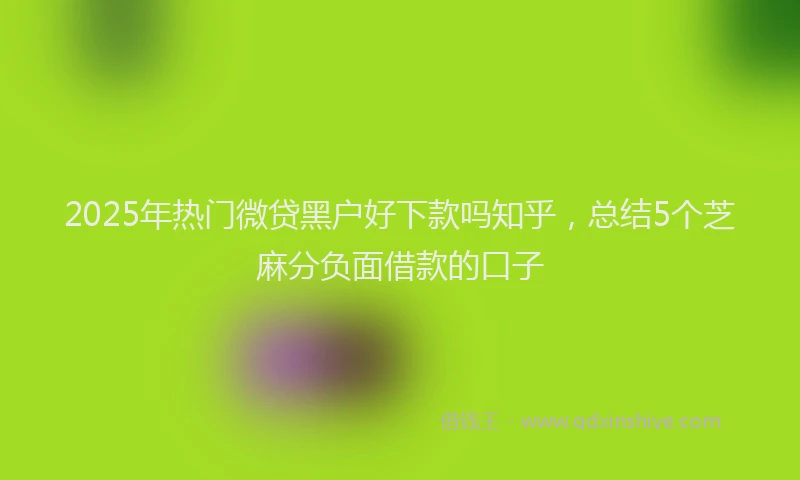 2025年热门微贷黑户好下款吗知乎，总结5个芝麻分负面借款的口子