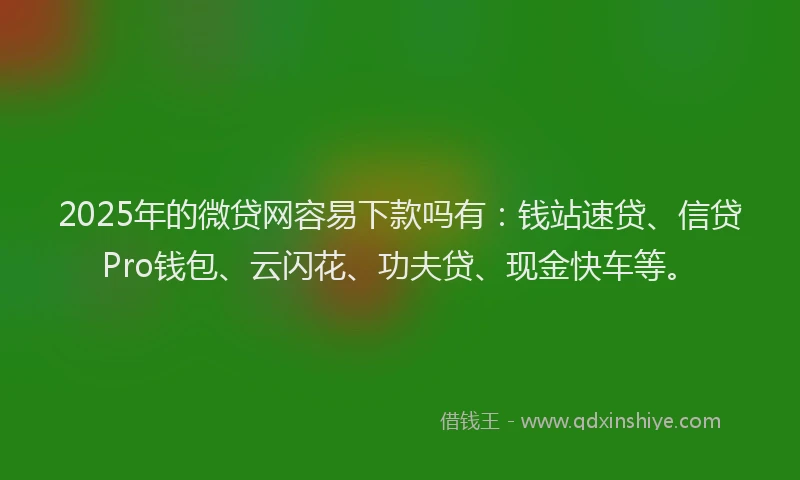 2025年的微贷网容易下款吗有：钱站速贷、信贷Pro钱包、云闪花、功夫贷、现金快车等。