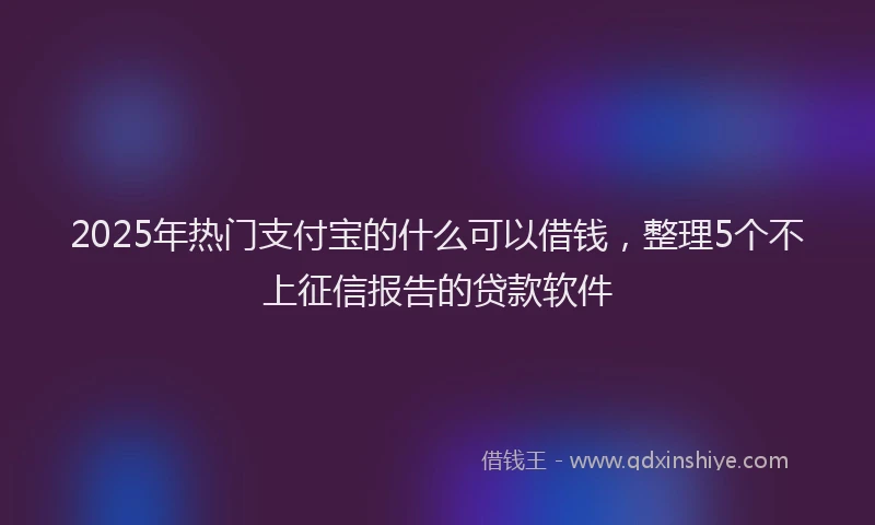 2025年热门支付宝的什么可以借钱，整理5个不上征信报告的贷款软件