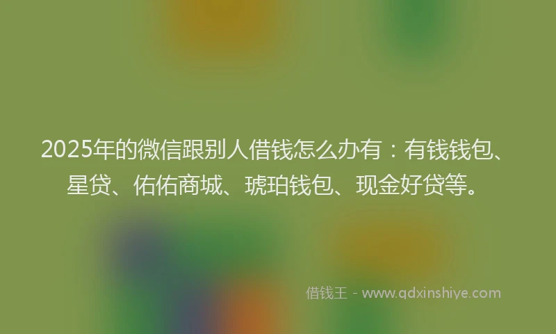 2025年的微信跟别人借钱怎么办有：有钱钱包、星贷、佑佑商城、琥珀钱包、现金好贷等。