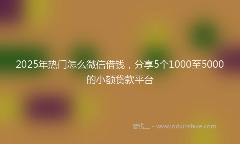 2025年热门怎么微信借钱，分享5个1000至5000的小额贷款平台