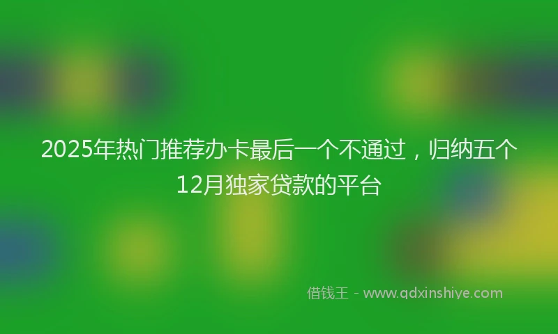 2025年热门推荐办卡最后一个不通过，归纳五个12月独家贷款的平台