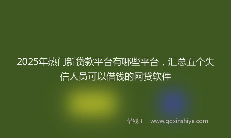 2025年热门新贷款平台有哪些平台，汇总五个失信人员可以借钱的网贷软件