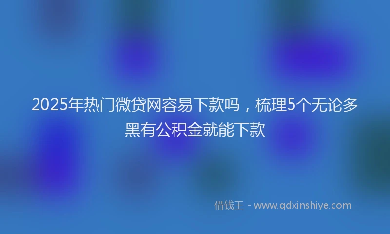 2025年热门微贷网容易下款吗，梳理5个无论多黑有公积金就能下款