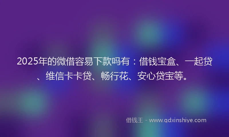 2025年的微借容易下款吗有：借钱宝盒、一起贷、维信卡卡贷、畅行花、安心贷宝等。