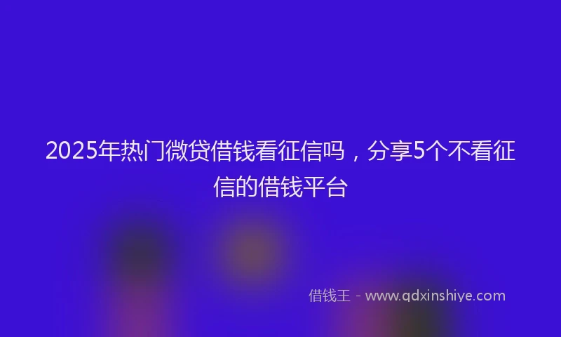 2025年热门微贷借钱看征信吗，分享5个不看征信的借钱平台