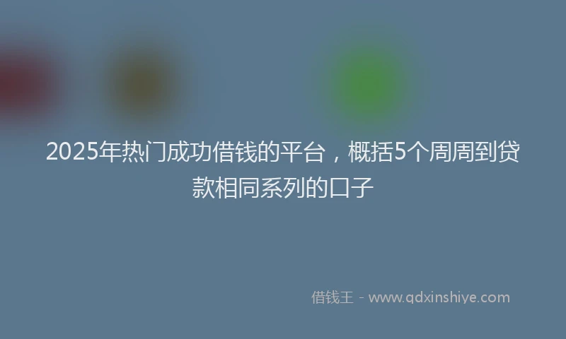 2025年热门成功借钱的平台，概括5个周周到贷款相同系列的口子